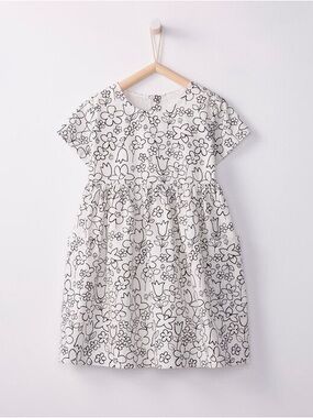 Hanna Andersson - White Dress with Black Floral - Size 4